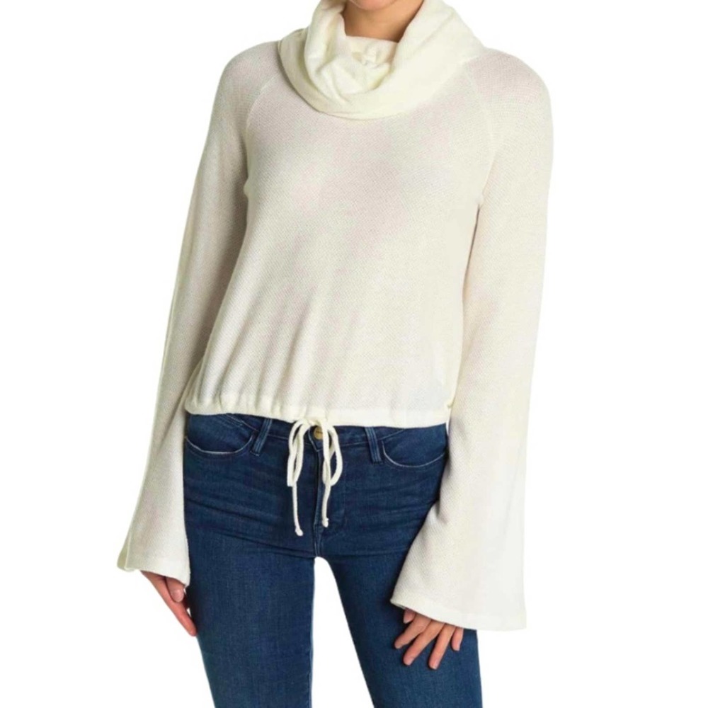 CUPCAKES & CASHMERE | Off White Giulia XS Cowl Neck Drawstring Hem Sweater